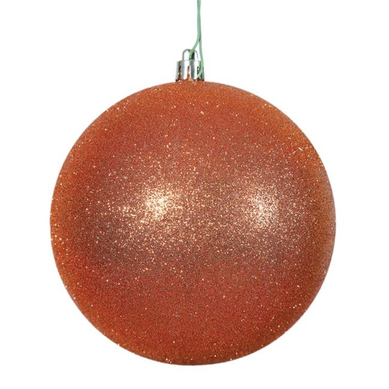 Burn Orange Glitter Drilled Ball Ornament, 4 in. - 6 per Bag